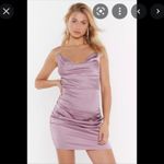 Nasty Gal Lilac Ruched Satin Cowl Neck Dress, Size 6 Photo 1