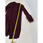 Vince Camuto  Faux-Fur Cuff Duster Cardigan Burgundy Open Topper Layer Size XS Photo 3