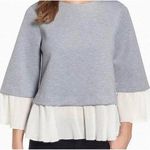 Halogen  Mixed Media Bell Sleeve Sweatshirt Light gray size Medium Photo 0