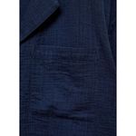 Mango  100% Bambula Cotton Short Sleeved Cotton Shirt Night Blue NWT Bambie Large Photo 4