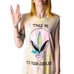 Unif HTF: new Δ Take Me To Your Dealer Δ Muscle Tee Δ Pastel Tie Dye Weed Alien Photo 1