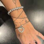 Pair of Bangles, Two Bracelets, Silver Heart and Gems Photo 0