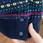 Talbots  navy wool blend fair isle colorful sweater cardigan with sequins size L Photo 10