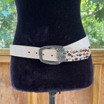 Velez Women's Cream Leather Beaded Western Style Belt Size M Size M Photo 0