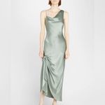 Cinq a Sept Nola Silk Bias Cut Cowl Neck Midi Dress Green Size 12 Photo 1