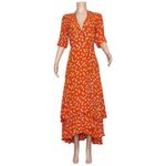 Ganni  Silvery Crepe Wrap Maxi Dress, Big Red Apple, FR36/US4 Photo 4