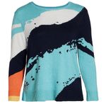 Nic+Zoe NWT  Sky Scene Sweater Aqua Multi Photo 7