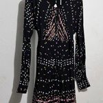 Free People $128  BLACK PRINTED LONG SLEEVE CORYN MINI DRESS Sz 4  :W07: Photo 2