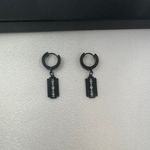 Razor Blade Shape Dangle Drop Earrings for Men Women Punk Hip Hop Unisex Style Black Photo 2