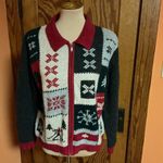 Vtg Y2K snowflake winter zip down cardigan Size L Photo 5