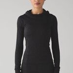 Lululemon Womens Hoodie Black Rest Less Textured Thumbhole Pullover Athletic 4 Photo 0