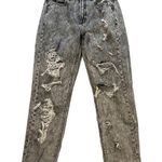 American Eagle  Grey Acid Wash Distressed Mom Jeans, Sz 8 Photo 0