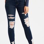 American Eagle Outfitters Dark Denim Ripped Jeans/Jeggings Blue Size 8 Photo 0