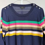 J.Crew Blue Striped Merino Wool Sweater sz S Crew Neck Preppy Collegiate Photo 1