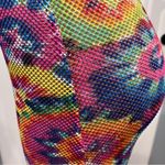 NYC women’s L mesh swim coverup Multicolor Knit Fabric Tye dye side slit Red Size L Photo 6