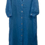 ZARA Linen Tunic over sized v-neckline button up blue women's shirt Dress XS Photo 0