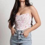 Tobi Pink Floral Ruched Corset Bustier Crop Top Photo 0