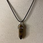 Handmade Tiger’s Eyes Quartz Crystal Black Leather Necklace Brown Photo 2