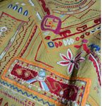 Modcloth Vtg Y2K Mohito Lime Green Tribal Floral Embroidered Cotton Blazer Jacket Sz L Photo 2