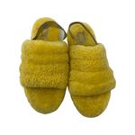 UGG  Fuzzy Fluff Slippers Slides Back Strap Neon Yellow Women's Size 7 Photo 1
