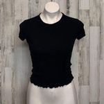 Popular 21 Black Ribbed Lettuce Hem Crop Top Size M Size M Photo 0