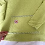 White Stag  1/4 Zip Up Womens Large L Green Floral Sweater Pullover Soft Photo 2