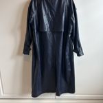 Avec Les Filles Faux Leather Navy Trench Coat Photo 8