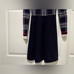 1901  Plaid Bodice Long Sleeve Preppy Sweater Dress Navy Blue Size Small Photo 6