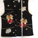 Bobbie & Brooks Bobbie Brooks Vintage Black/Gold Angels Cloud Appliqué Ugly Sweater Ves… Photo 4