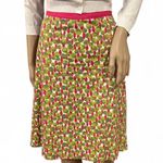 Boden USA Boden Green & Pink Abstract Print Cotton Midi Skirt Side Zip Size 4 EUC Photo 0