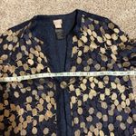 Chico’s Travelers Navy & Gold Embroidered Jacket | Size 1 Blue Size L Photo 4
