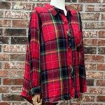 Terra & Sky plus size red flannel 90s throwback plaid button down / 1X / EUC Photo 5