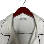 Ettitude White Blue Stitch Bamboo Sateen Long Sleeve PJ Shirt sz M Size M Photo 2