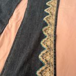 Boston Proper  Denim Flare Jeans with Lace and Rhinestone Embroidery Photo 4