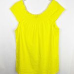 Theory Linen Smocked Cap Sleeve Top Medium Yellow Photo 1