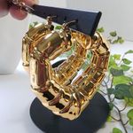 Bold Chunky Gold Heart Hollow Hoop Earrings Photo 1