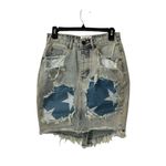 One Teaspoon  Blue Distressed Frayed Hem Denim Skirt Photo 1
