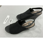 Dress Barn Womans  Sandals 7.5 M Open Toe Sling Back Black Elastic Wedge Heel Photo 2