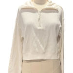 Stars Above  Womens Waffle Knit Quarter Zip Cozy Pullover In White Women’s Xs New Photo 0