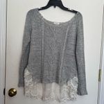 Blu Pepper  Gray Sweater with Lace Detail Photo 5