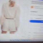 Maje  Ibioli Belted Beige Pinstriped Romper Neutral Chic Balloon Sleeve Size 34 Photo 3