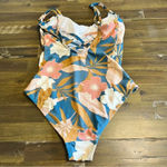 Kona Sol  Floral Tropical One Piece Cream Tan Blue Neutral Small Photo 1