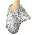 Tahari Palm tree print white and light Green 100% linen relaxed fit Off-set Heml Photo 4