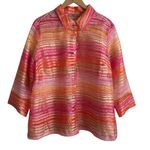 Valerie Stevens Valerie Steven’s Women Top 3X Colorful Button Up Sheer Whimsical Abstract Artsy Photo 0