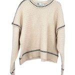 ZARA Cream Contrast Topstitching Woven Knit Pullover Sweater Size Small Photo 0
