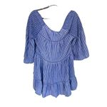 Free People Lola Boho Striped Tiered Dress Chambray Blue Embroidered Lagenlook Photo 2