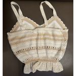 Madden NYC Crochet Knit Tank Top Size Medium Granny Square Retro 70s Boho Beiges Photo 1