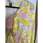 Beach Riot  Yellow Pink Romper Cover Up Medium Tie Front V Neck Photo 7