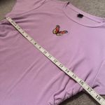 SheIn Purple Butterfly Embroidered Ribbed Drawstring Short Sleeve T-Shirt Photo 7