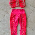 Free People Movement Hot Pink Mesh Tank Leggings Set Like New Photo 0